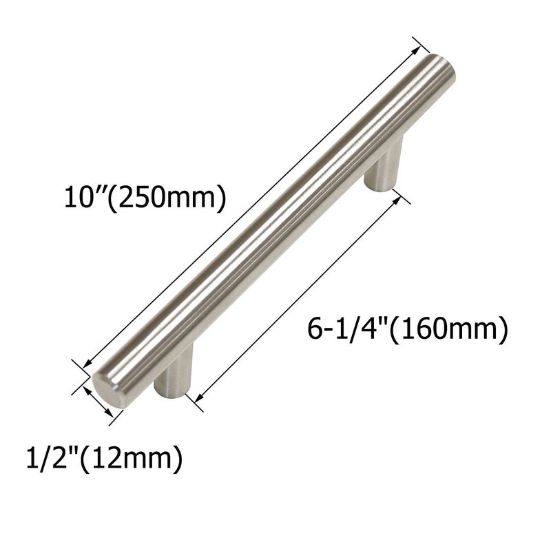 Aimyoo Cabinet Handles - Pack of 30 Stainless Steel T Bar Drawer Pulls Cupboard Knob for Kitchen Furniture Hardware (Overall Length: 10", Hole Center: 6-1/4") - Image 2